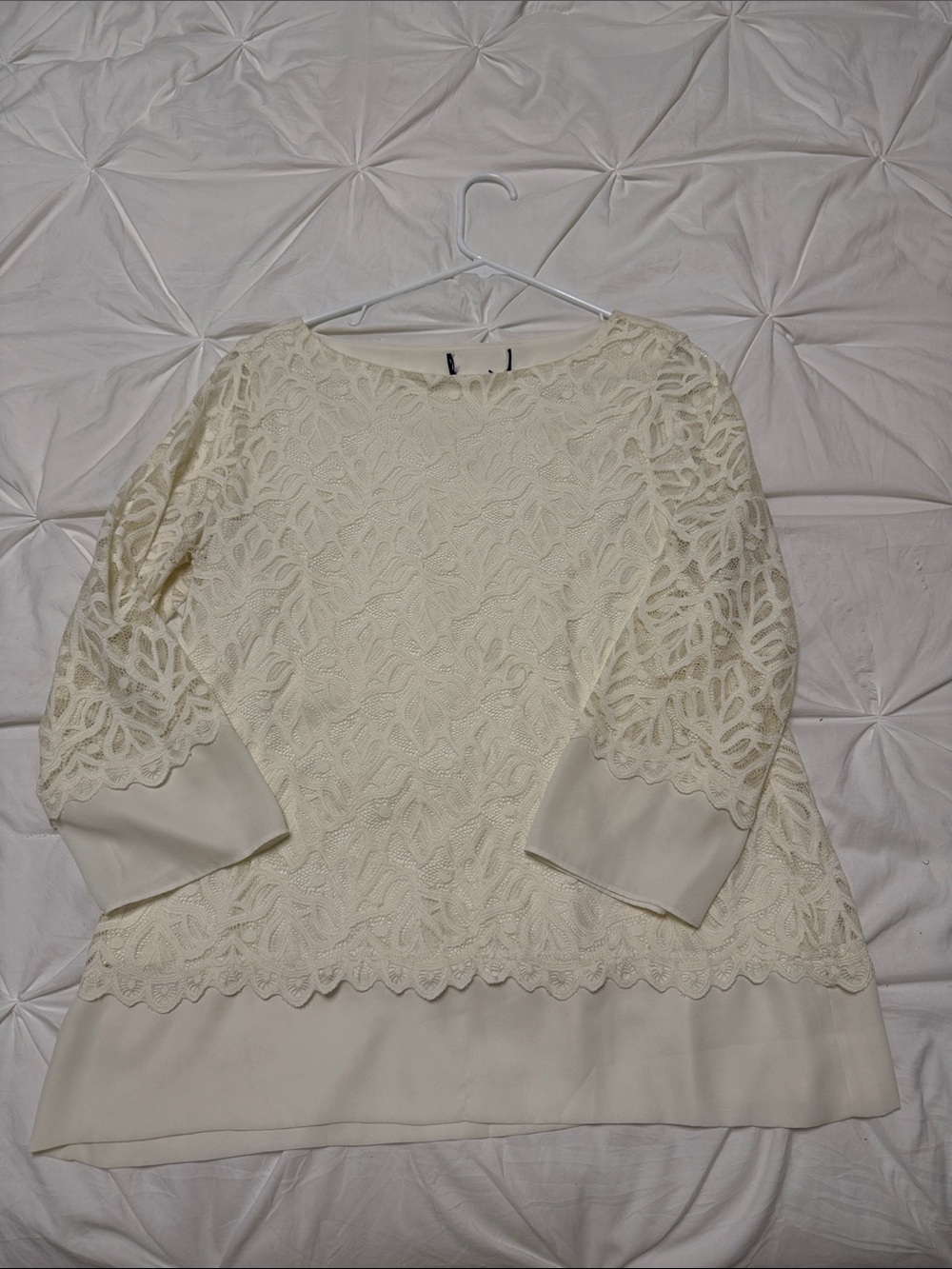Women's Cream Lace Overlay Blouse